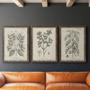 Antique Botanical Sketches 3-Piece Framed Wall Art (25x40cm)x3