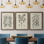 Antique Botanical Sketches 3-Piece Framed Wall Art (25x40cm)x3