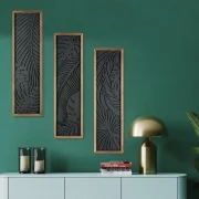 Tropical Monstera & Palm Leaves 3-Piece Wooden Wall Art Set (25x70cm)x3