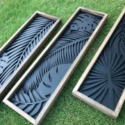 Tropical Monstera & Palm Leaves 3-Piece Wooden Wall Art Set (25x70cm)x3