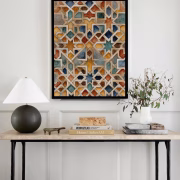 Alhambra Elegance: Islamic Geometric Watercolor Wall Art (60×90)cm
