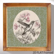 Vintage Hummingbird & Floral Framed Wall Art