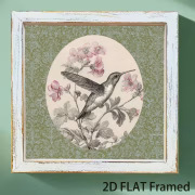 Vintage Hummingbird & Floral Framed Wall Art