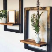 Wood & Floating Plant Shelves (Set of 3) 25×40 cm