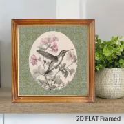 Vintage Hummingbird & Floral Framed Wall Art