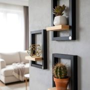 Wood & Floating Plant Shelves (Set of 3) 25×40 cm