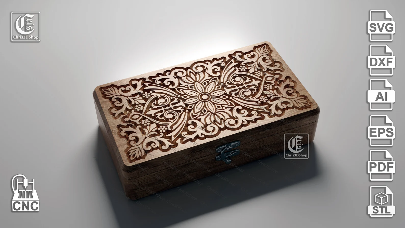 3D Relief Wooden Jewelry Box (15x30cm)