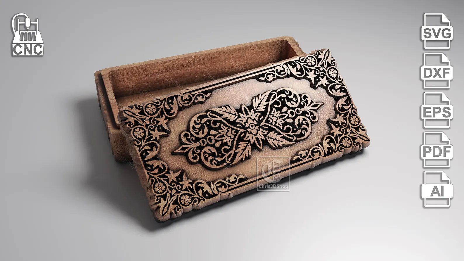 3D Relief Wooden Jewelry Box (15x30cm)