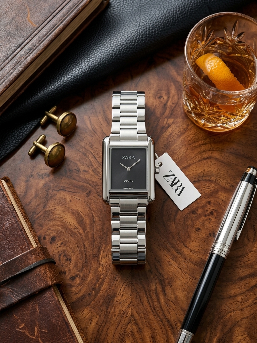 Zara Rectangular Stainless Steel Quartz Watch