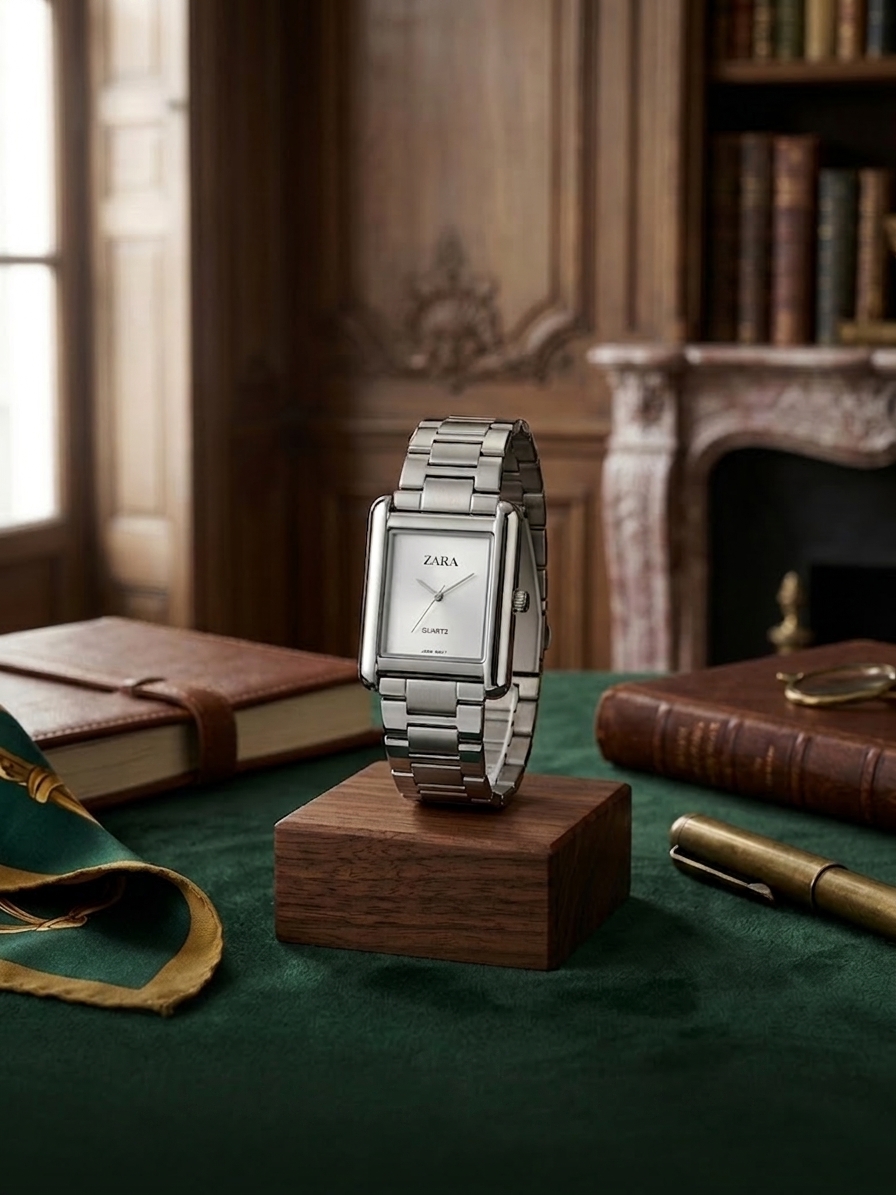 Zara Rectangular Stainless Steel Quartz Watch